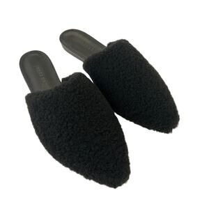 NWT Jenni Kayne Shearling Black Mules Slide On Shoes - Brand New - Size 38
